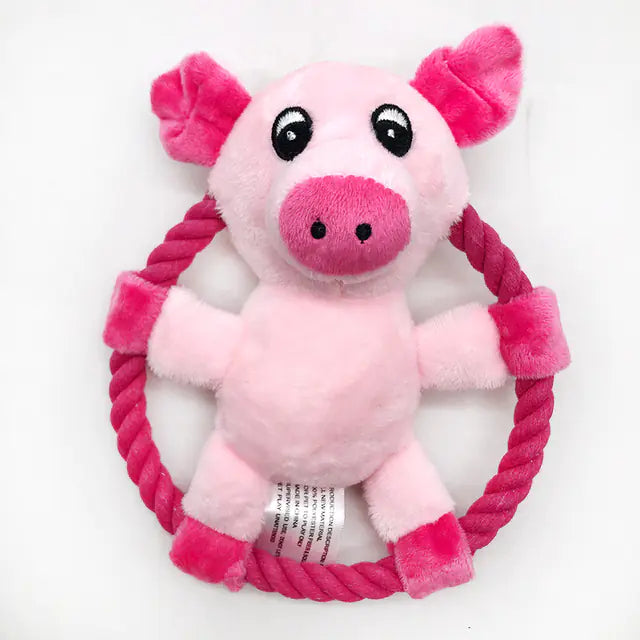Cotton Rope Dog Toys - Cartoon Duck & Pig Design