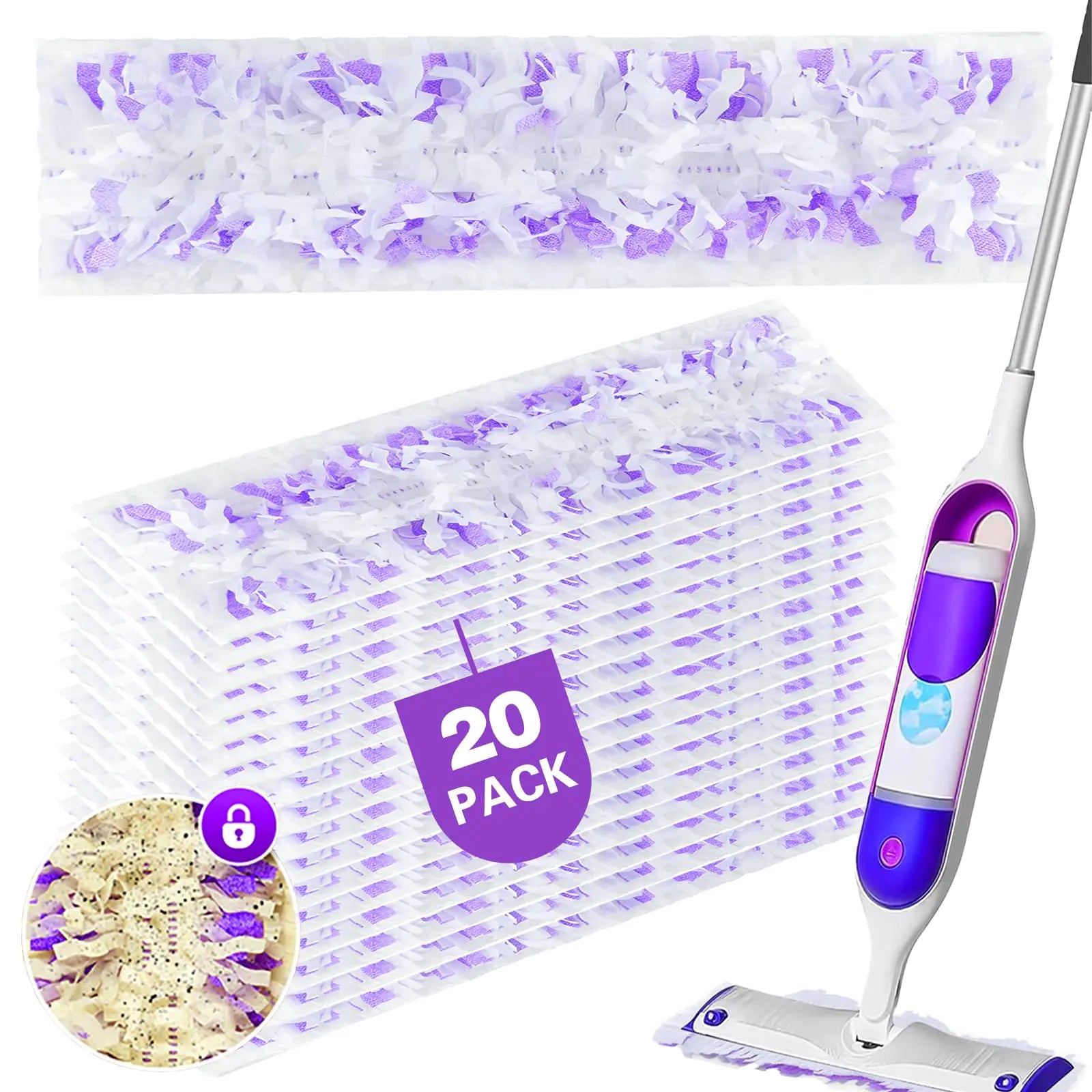 20 Count Power Mop Pads Refills for Swiffer PowerMop Multi-Surface Mopping Pad Disposable Replacement Mop Refill Pads Compatible with Swiffer PowerMop Safe on All Finished Floors.