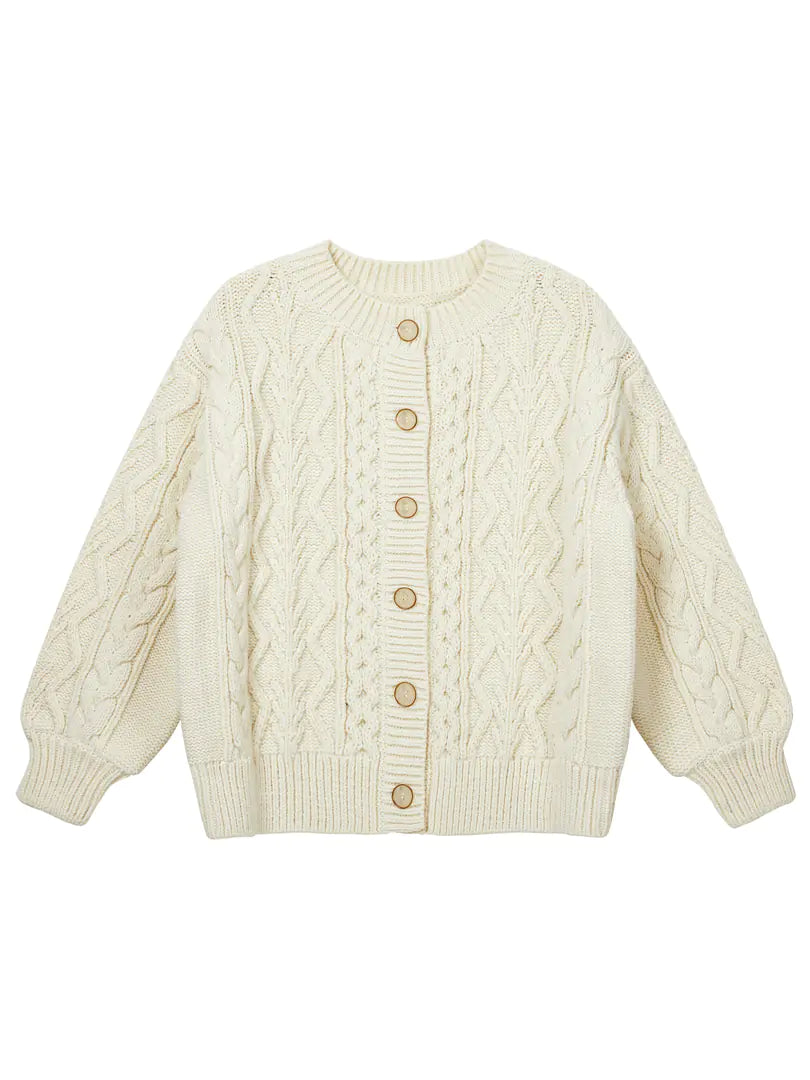 LLANO Loose Chic Cable Knit Cardigan for Women