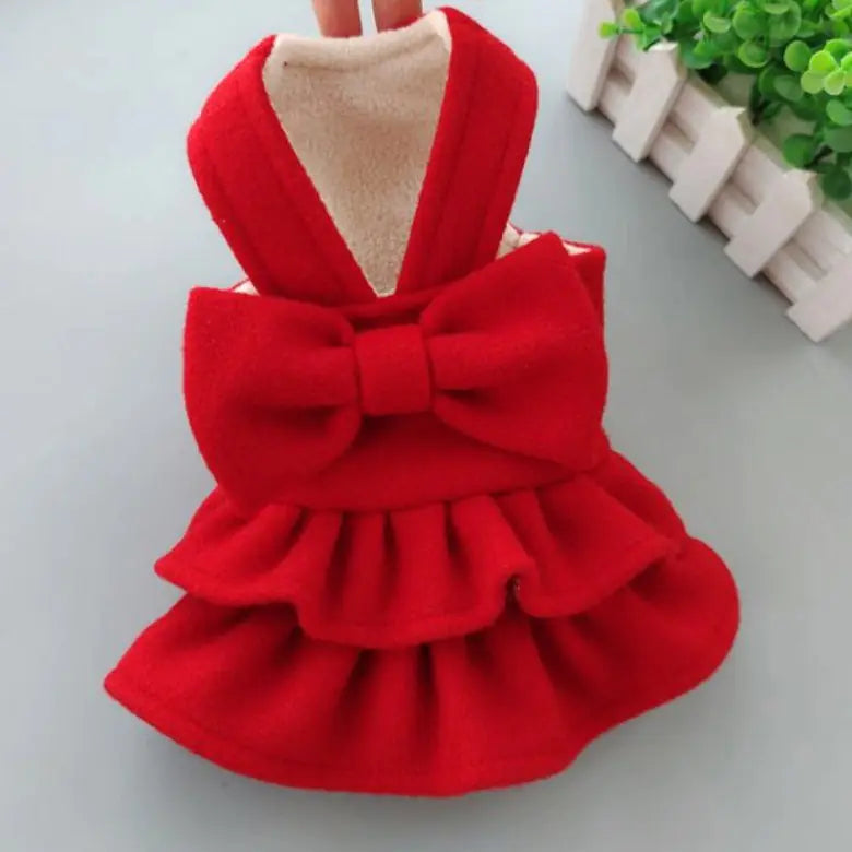 Cute Solid Color Pet Christmas Dress for New Year