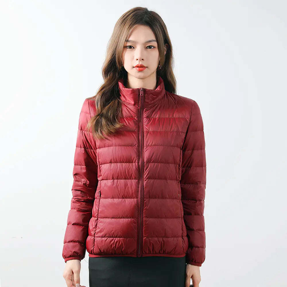 Lightweight Women's Down Jacket with Stand Collar (Plus Size)