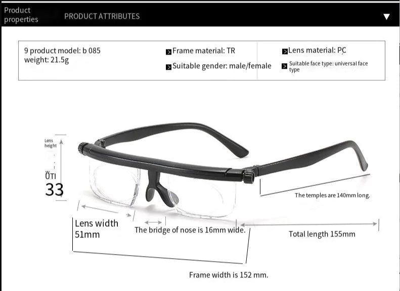 Adjustable Creative Reading Glasses for Near/Far Vision