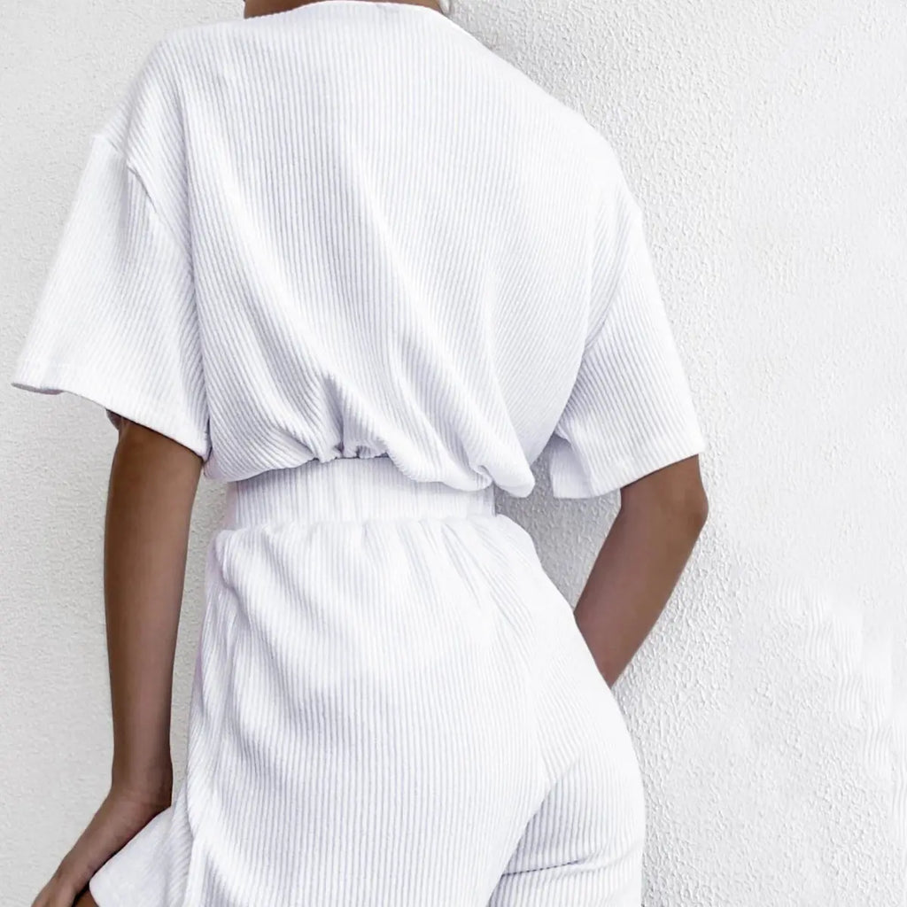 DICLOUD Women's Summer V-Neck Top and Shorts Set