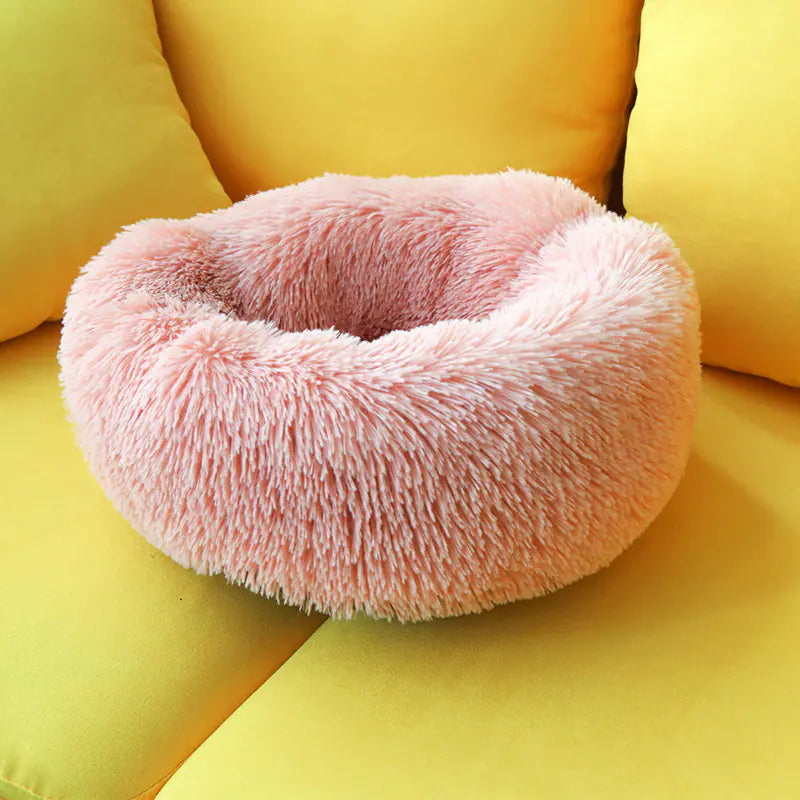 Round Plush Dog Bed for Deep Sleep - Small to Medium