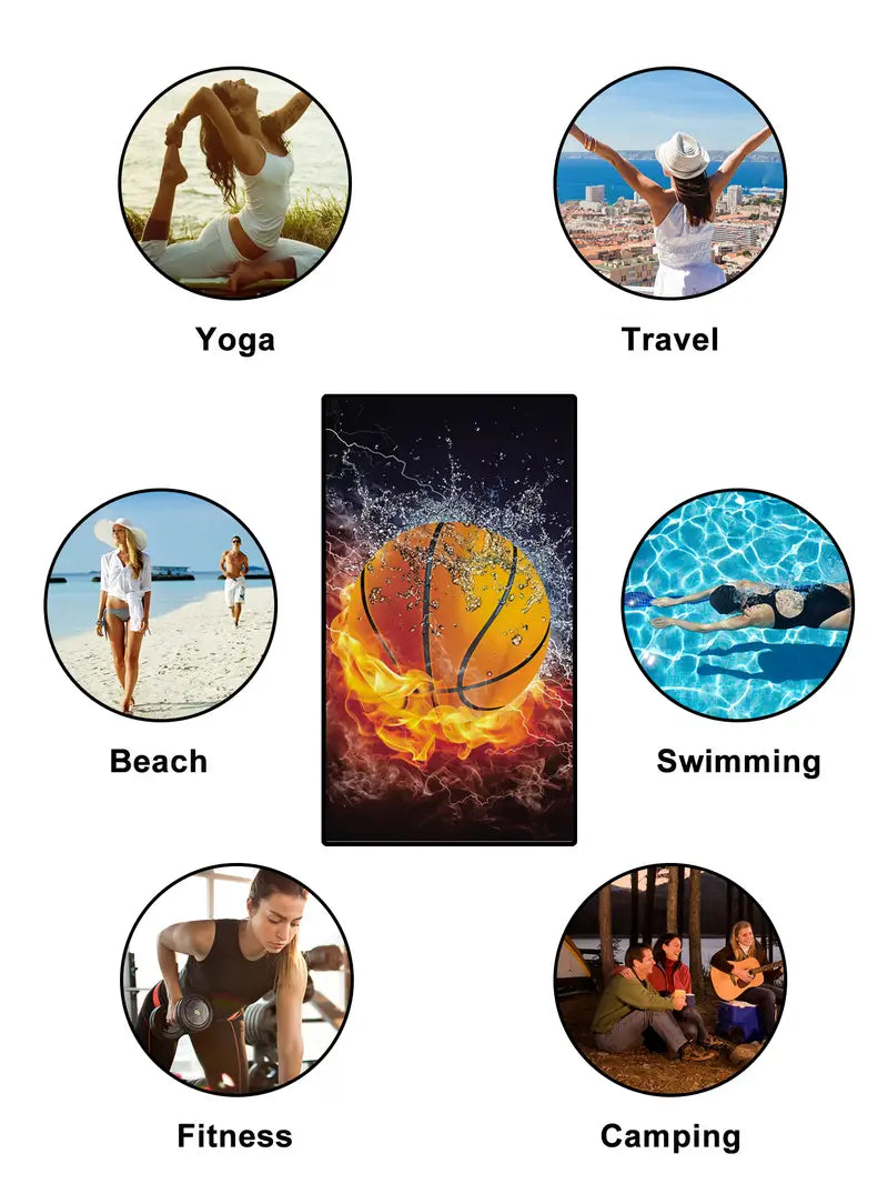 Basketball Print Quick-Drying Beach Towel 150x75cm