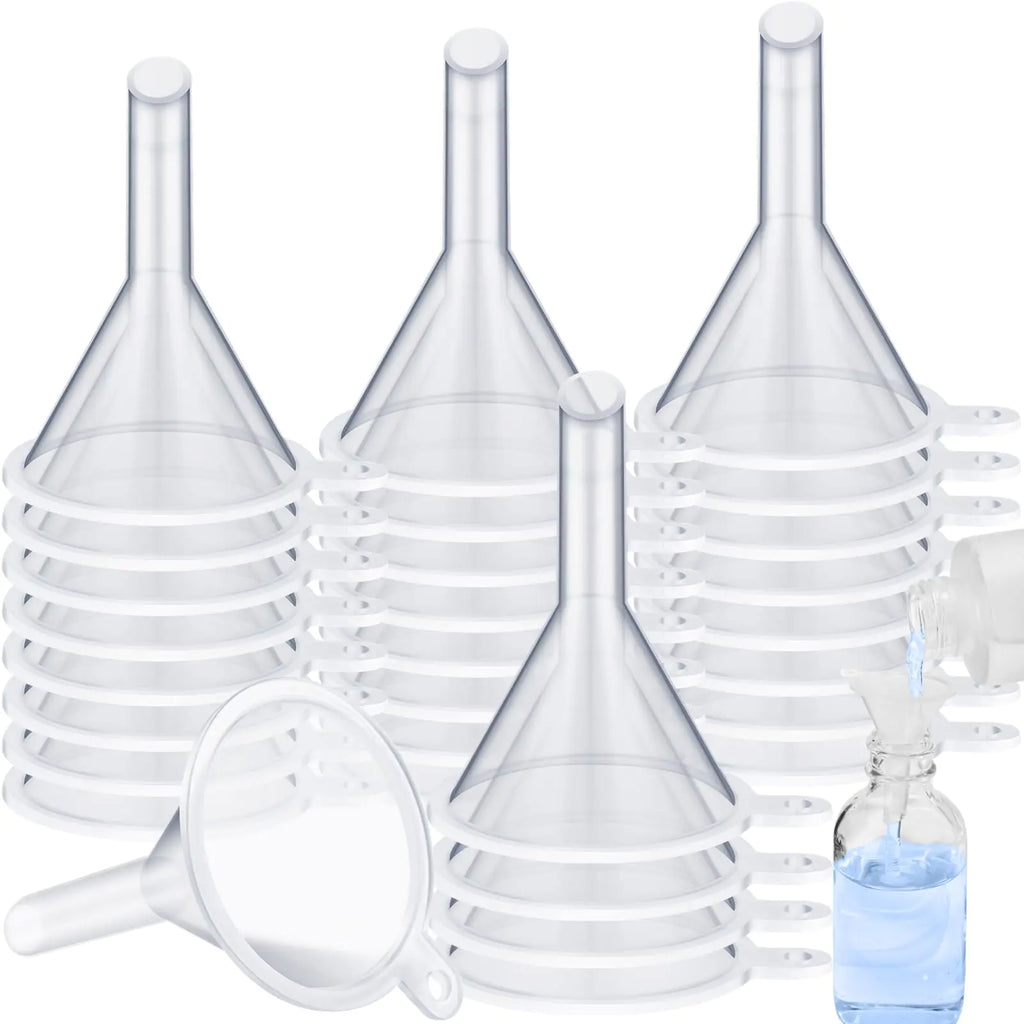 100 Pcs 2.16 Small Funnel for Filling Small Bottles Clear Plastic Mini Funnels Tiny Funnels Plastic Funnel for Lab Bottles Essential Oils Sand Art Bottles Skin Products Perfumes Spices(1.22 )