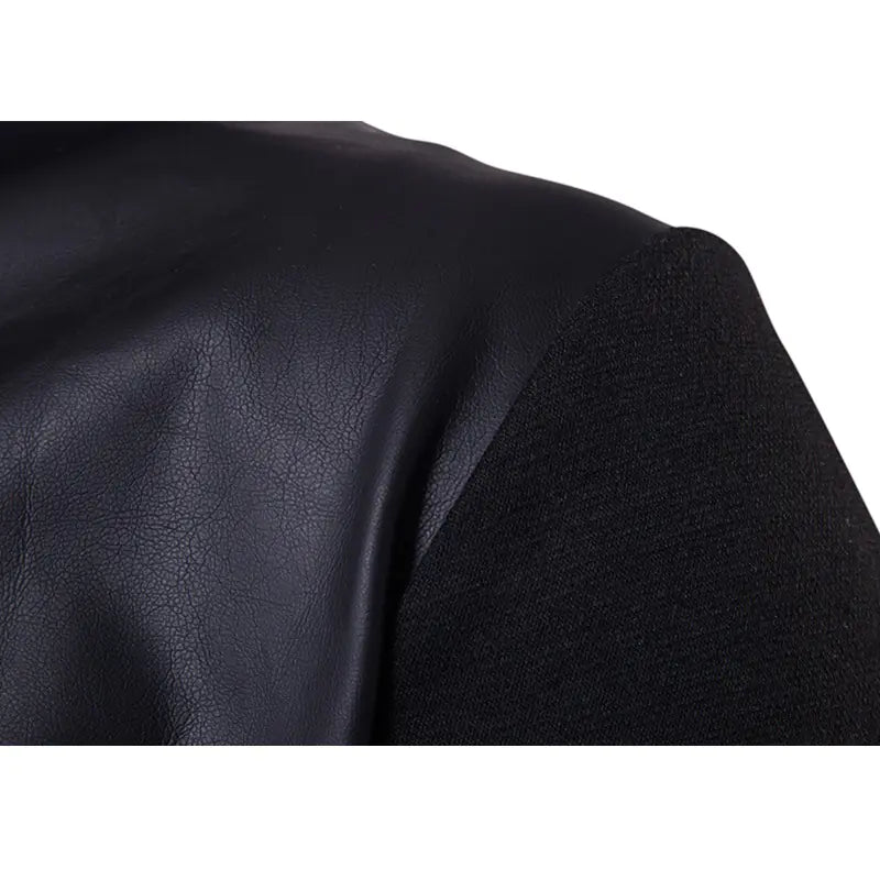 Men's Spring Autumn Hooded Jacket with Faux Leather