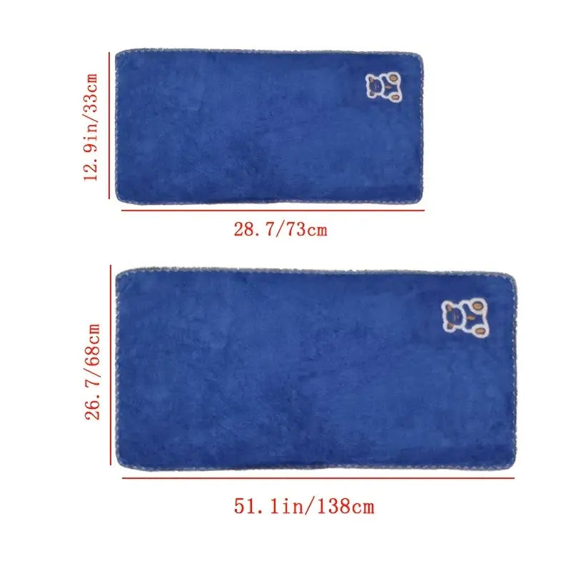 2pcs Cute Bear Pattern Absorbent Coral Fleece Towels