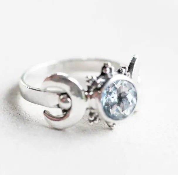 Vintage Thai Silver Moonstone Ring with Gems