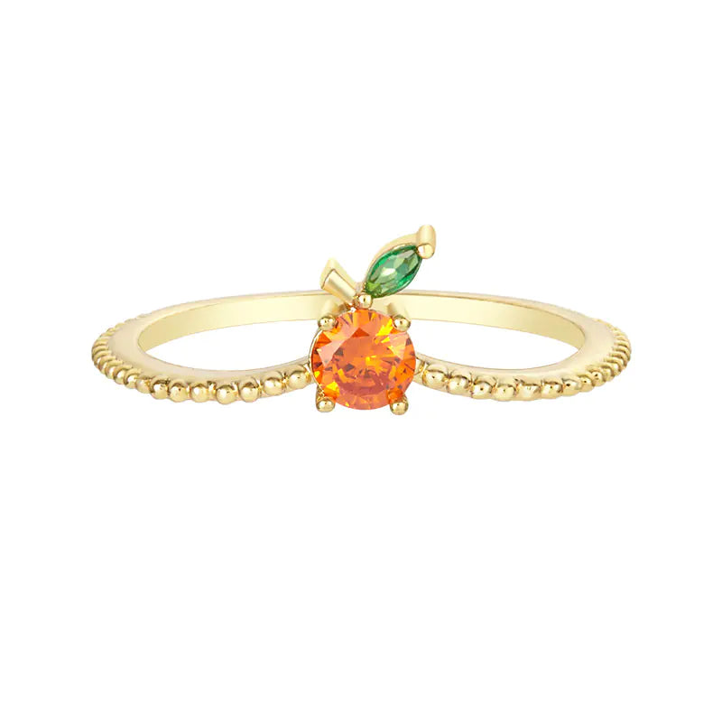 Tropical Fruit Cherry Peach Zircon Ring for Women