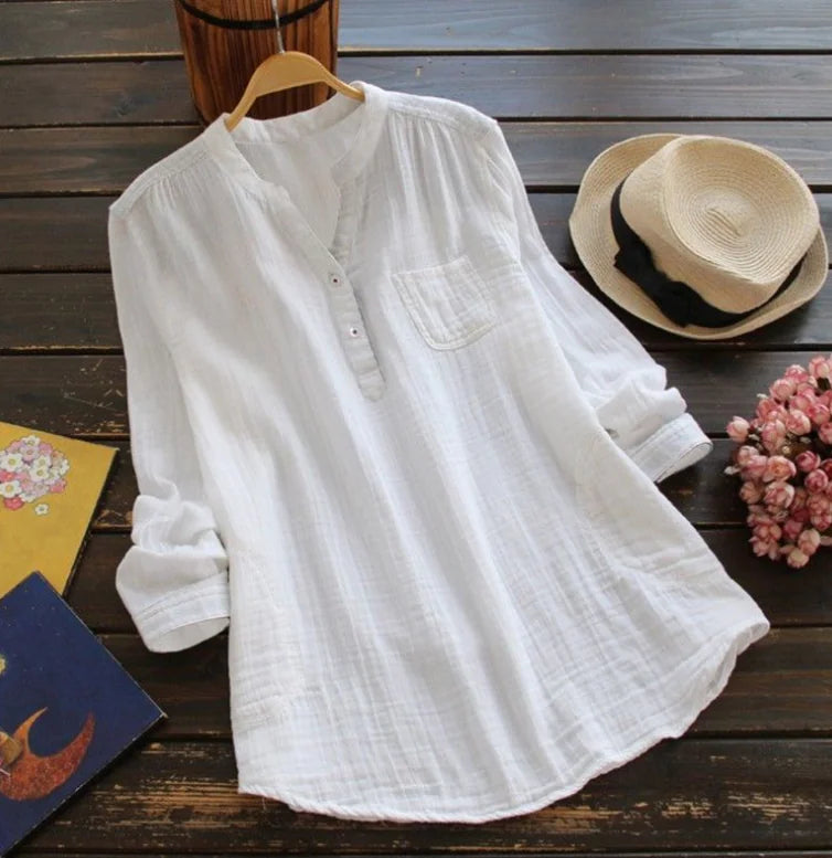 Pure Cotton Stand Collar Shirt