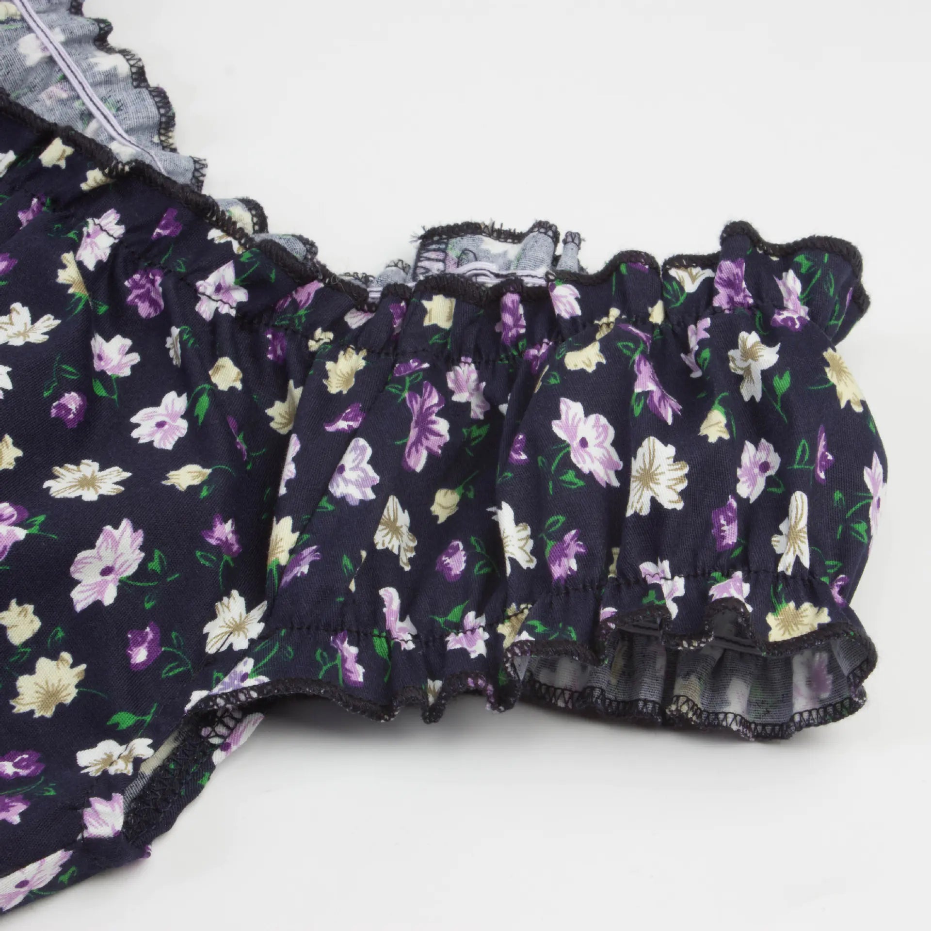 Sweet Ruffle Off-Shoulder Printed Slim Fit T-Shirt