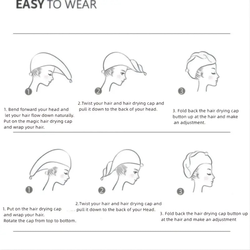 Coral Fleece Hair Drying Cap - Soft & Absorbent