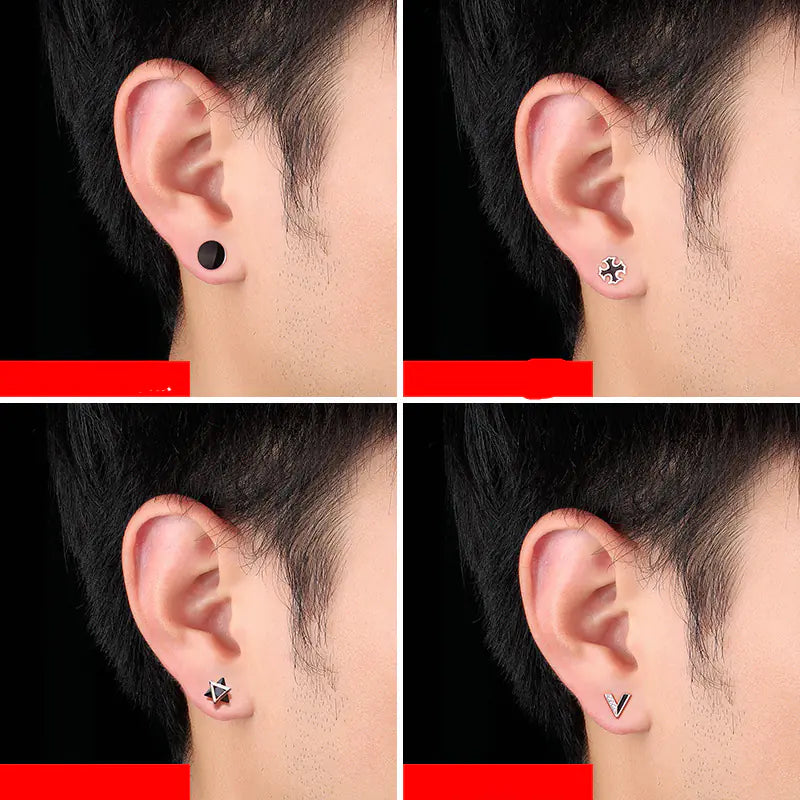 925 Silver Men's Stud Earrings Set (Minimalist Style)