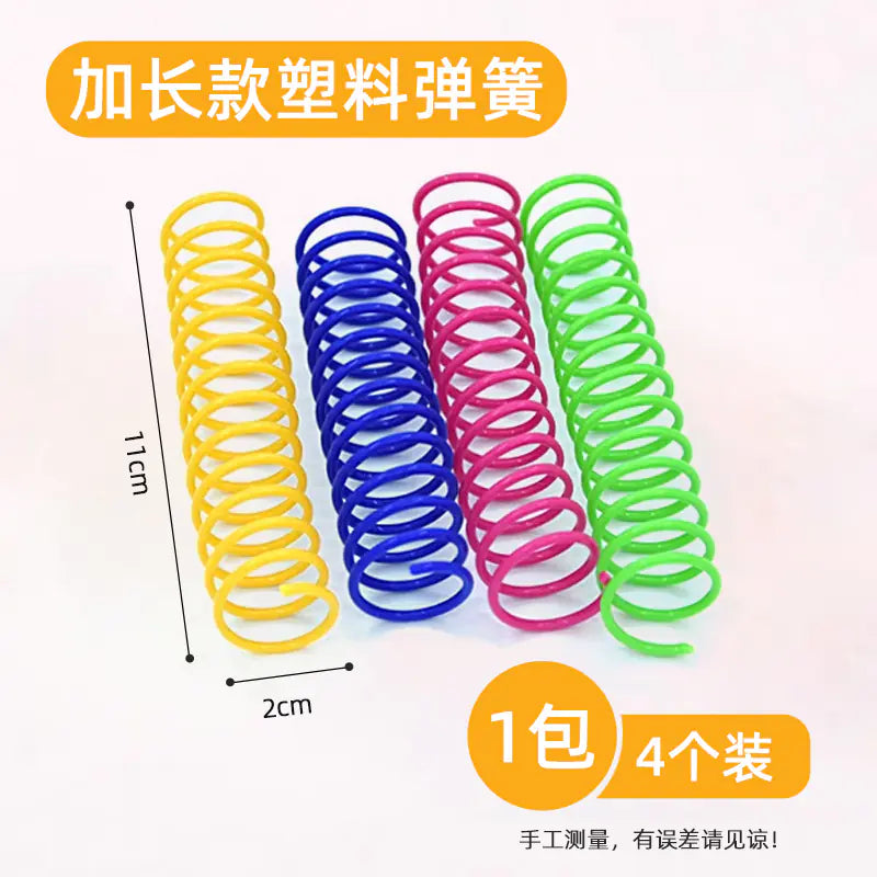 Interactive Colorful Plastic Spring Cat Toy Balls (4 Pack)