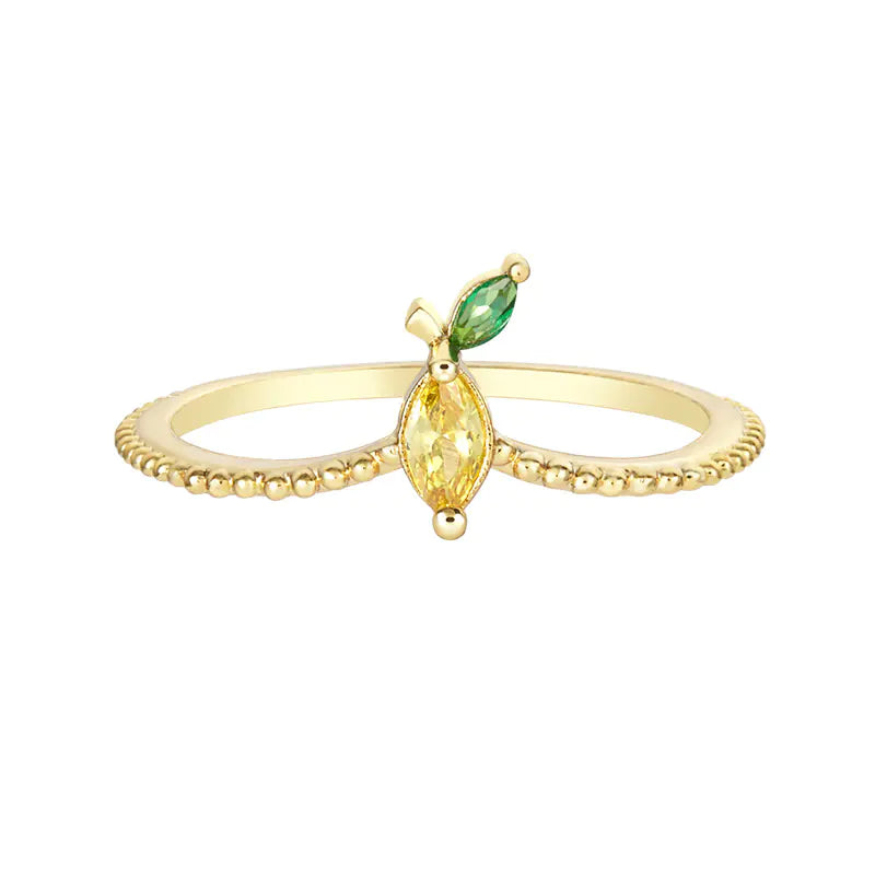 Tropical Fruit Cherry Peach Zircon Ring for Women