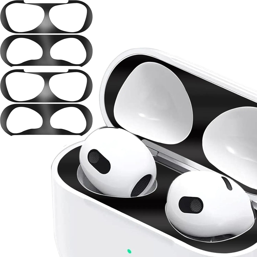 2Set Dust Guard Dust Guard Sticker Compatible with Apple AirPods 4（2024） - Anti-Dust Film Protects from Iron/Metal DustUltra Slim Film Cover Dust Protect Wireless Charging Case (Black+Black)