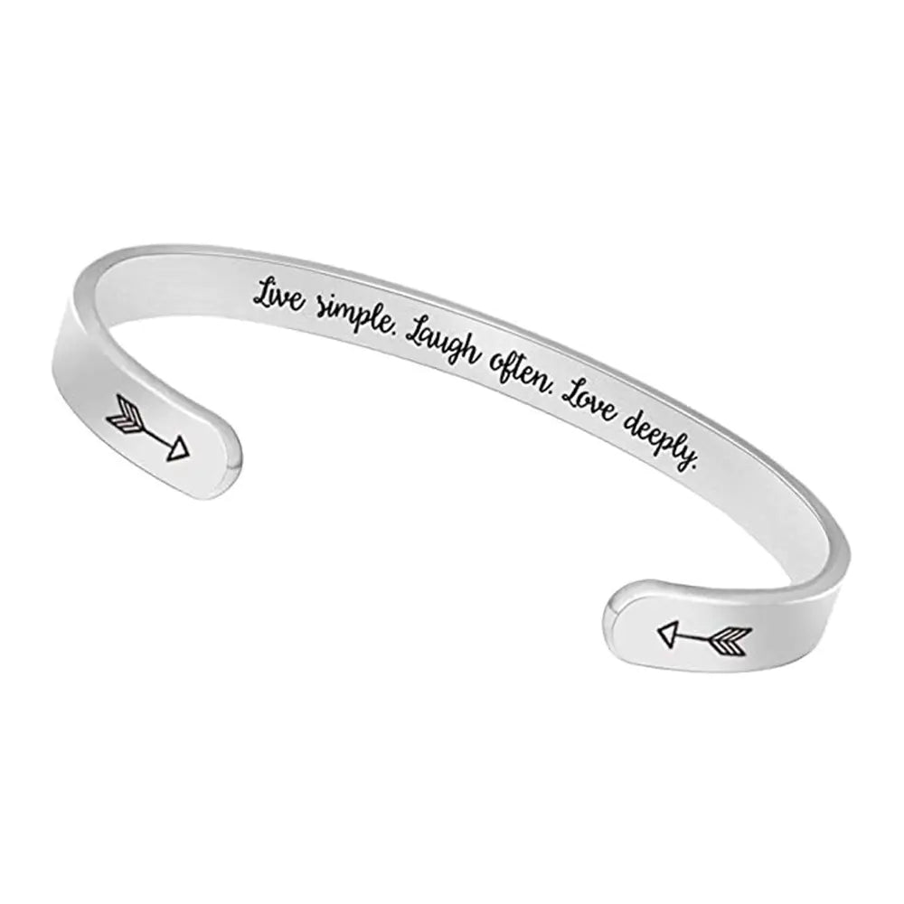 Inspirational C-Shaped Stainless Steel Bracelet