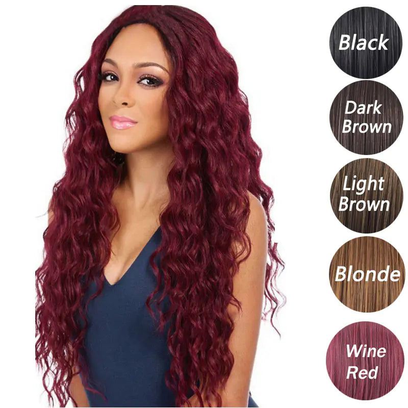 European Style Burgundy Long Curly Wig for Women