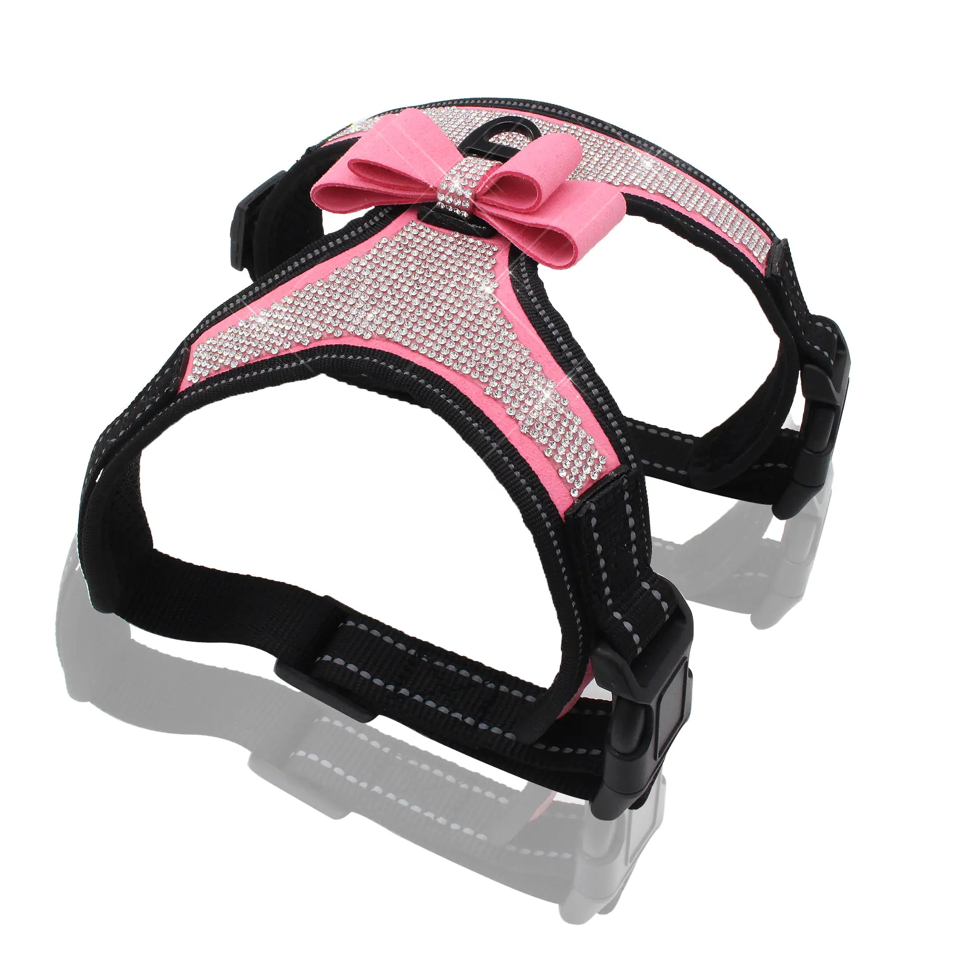Reflective Pet Chest Strap with Shiny Rhinestones