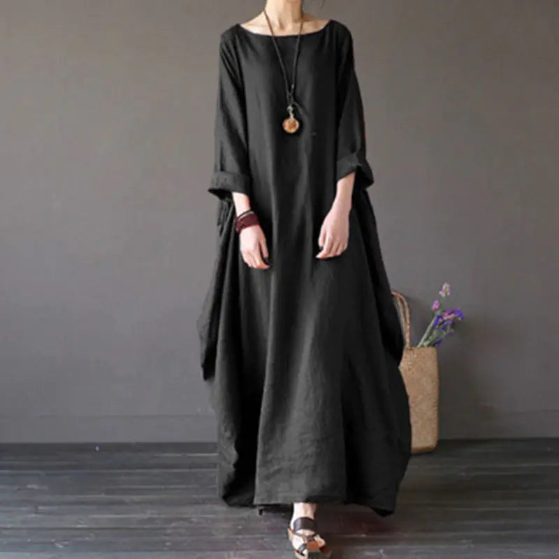 Loose Plus Size Cotton Linen Maxi Dress