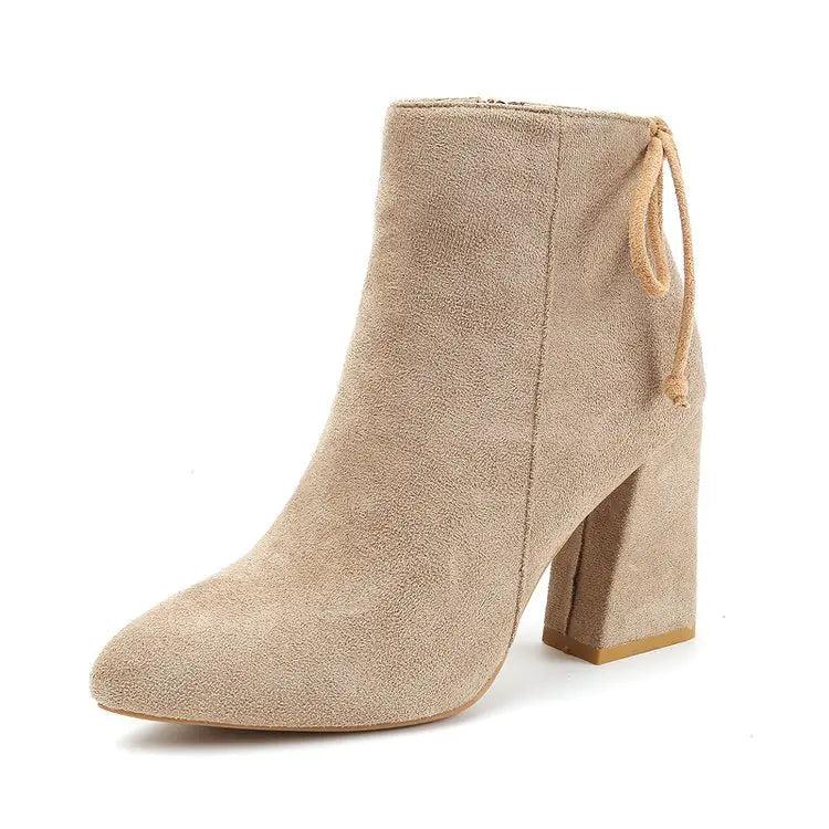 Women's Fashion High Heel Ankle Boots with Bow