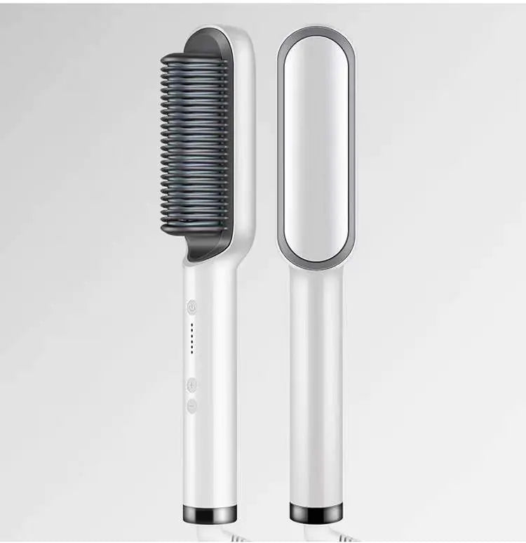 2-in-1 Electric Hair Straightener & Curling Brush