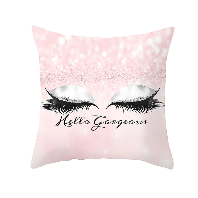 Peach Velvet Makeup Eyelash Pillow Cover (Square)
