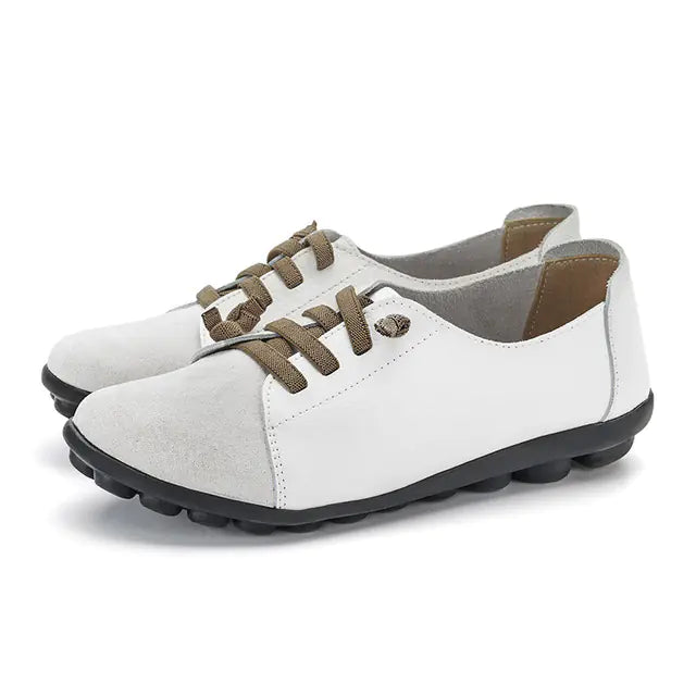 Genuine Leather Women's Lace-Up Flats and Loafers
