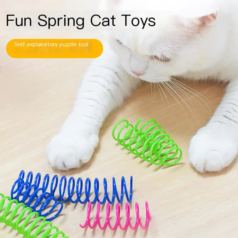 Interactive Colorful Plastic Spring Cat Toy Balls (4 Pack)