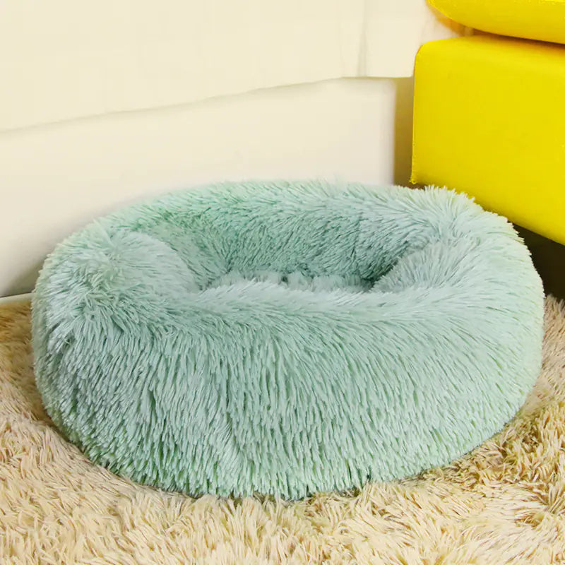 Round Plush Dog Bed for Deep Sleep - Small to Medium