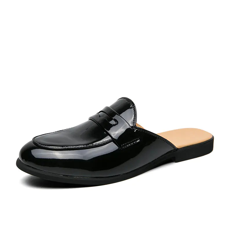 Closed Toe Leather Heel-free Men's Slippers