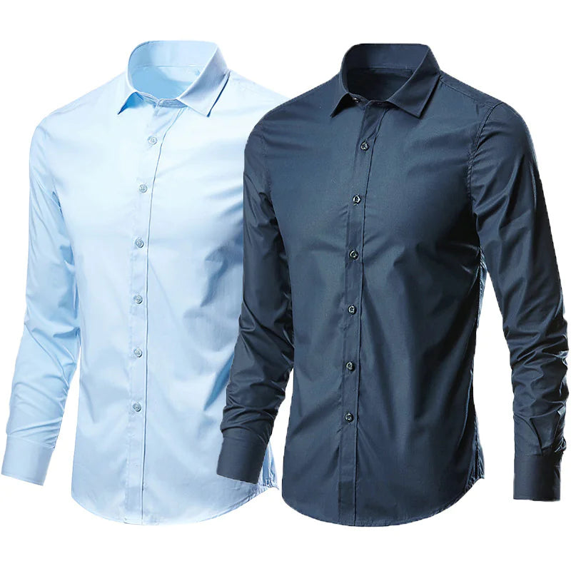 Men's Casual long Sleeve White Dress Shirt