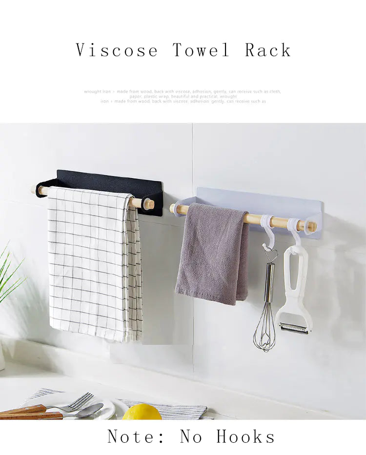 Wall-Mounted Towel Rack with Adhesive Hooks
