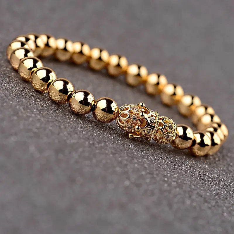 Luxury Gold Zircon Crown Circle Bracelet for Men