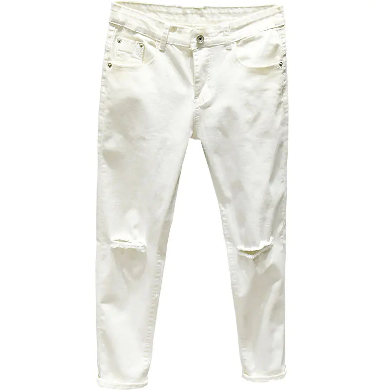 Men's Ripped Straight Leg Hemp Jeans