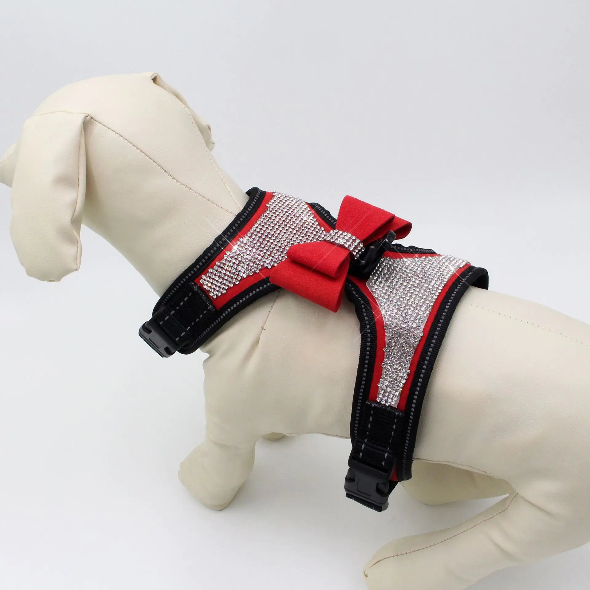 Reflective Pet Chest Strap with Shiny Rhinestones
