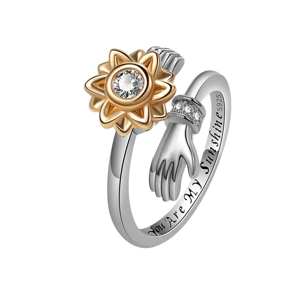 Adjustable Rotating Sunflower Fashion Ring