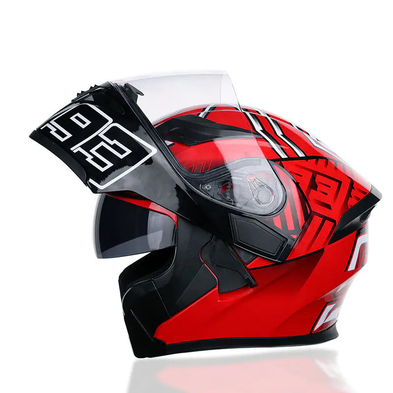 Motorcycle Helmet with Dual Lenses and Anti-Fog