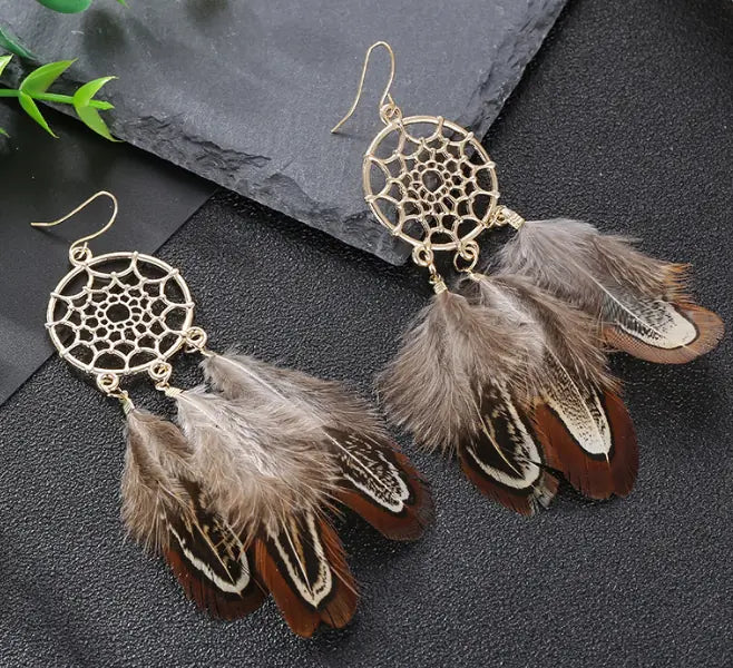 Sequin Feather Tassel Earrings for Women, Trendy Design