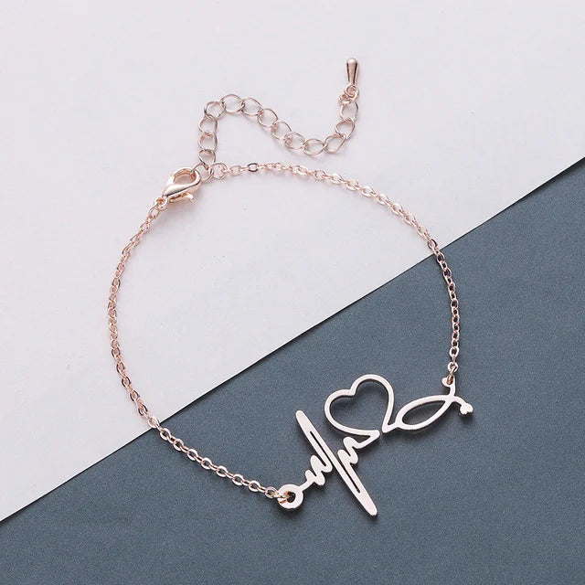 Creative ECG Heartbeat Bracelet - Stainless Steel Design