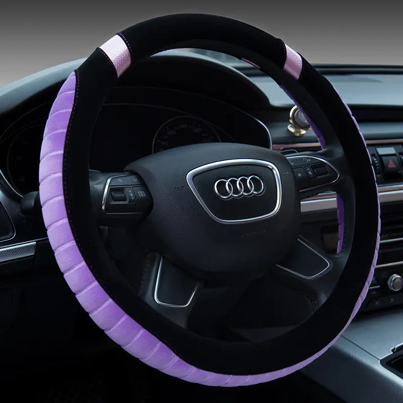 Short Plush Winter Steering Wheel Cover for Cars