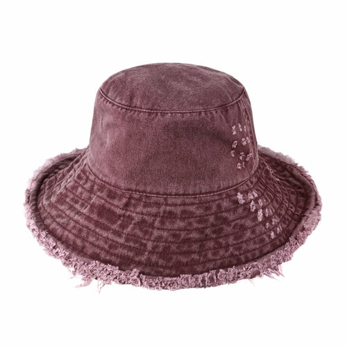 Bucket Hat,Wide Brim Frayed