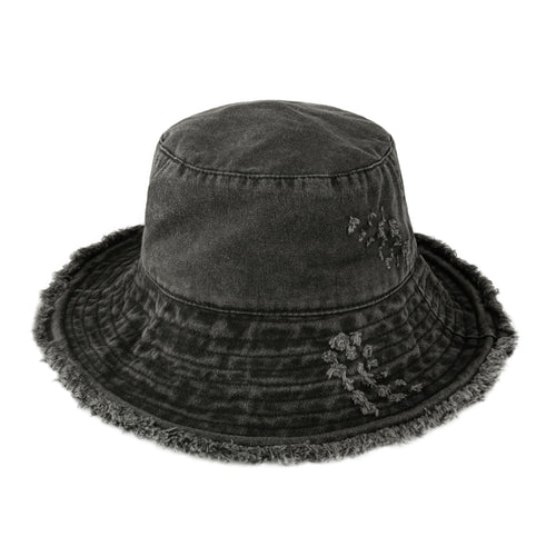 Bucket Hat,Wide Brim Frayed