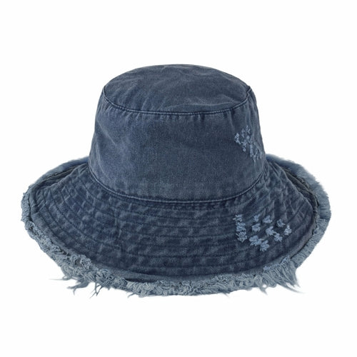 Bucket Hat,Wide Brim Frayed