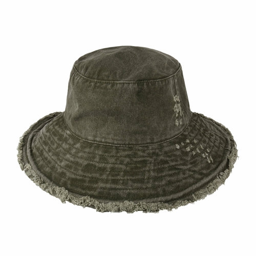 Bucket Hat,Wide Brim Frayed