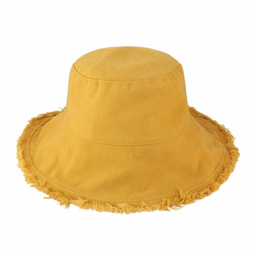 Bucket Hat,Wide Brim Frayed