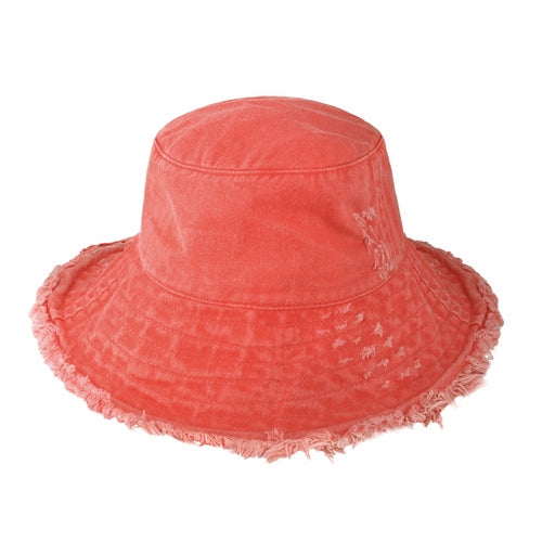 Bucket Hat,Wide Brim Frayed