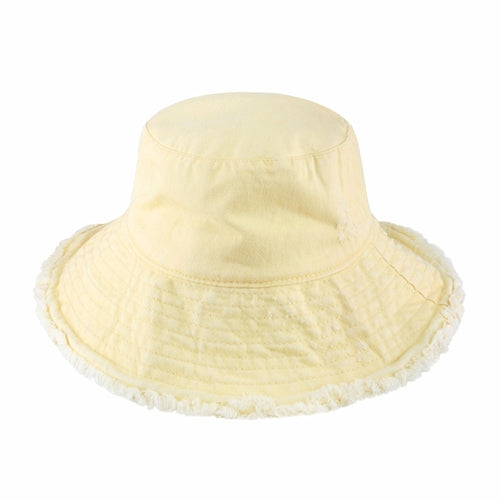 Bucket Hat,Wide Brim Frayed