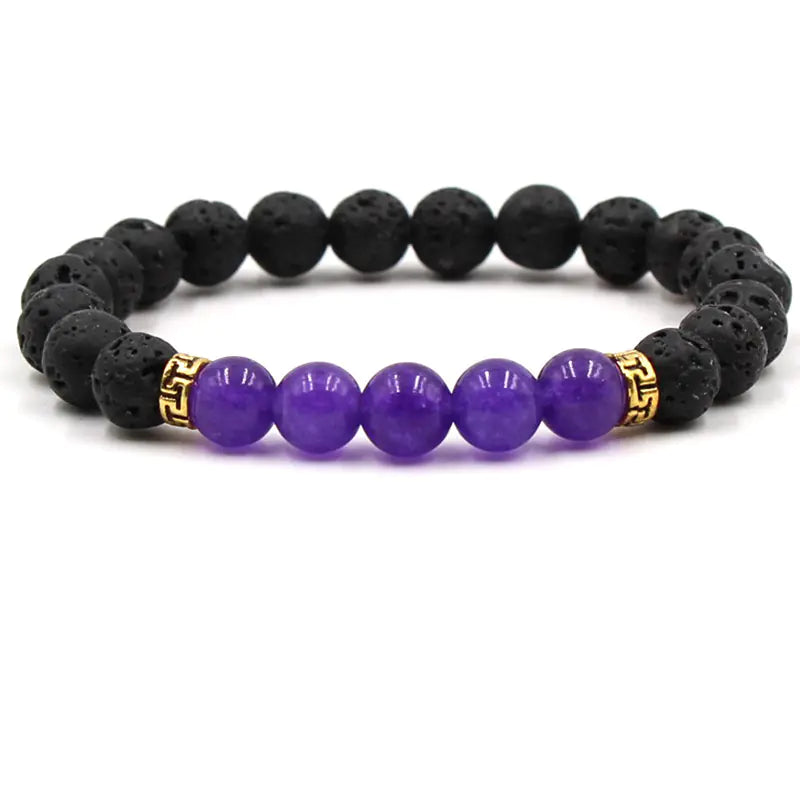 Five Gemstone Chakra Yoga Bracelet with Volcanic Stone